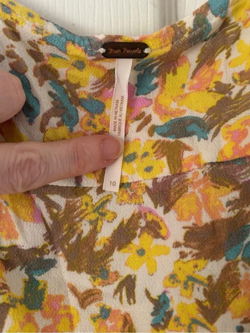 Free People Yellow Floral Tie-Waist Short Dress